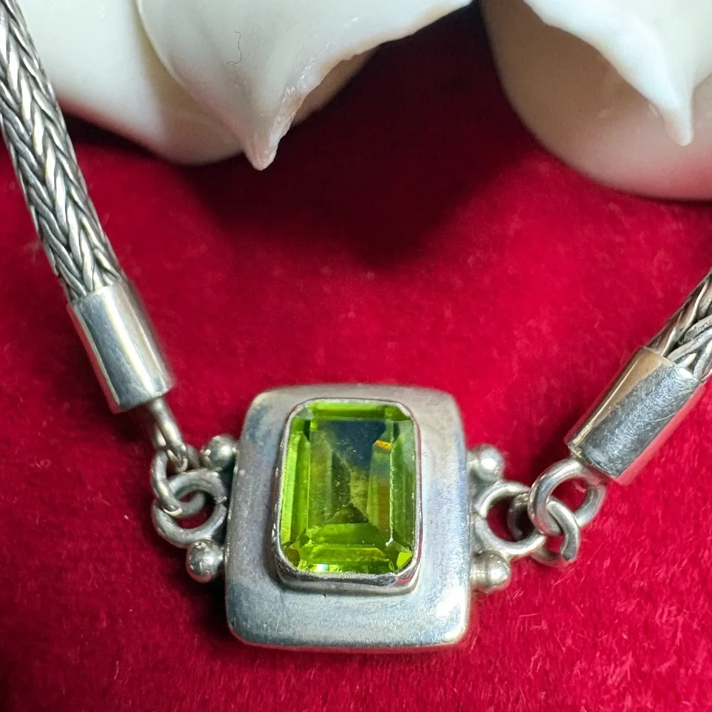 Bracelet 925 Sterling Silver Peridot Gemstone Toggle Clasp